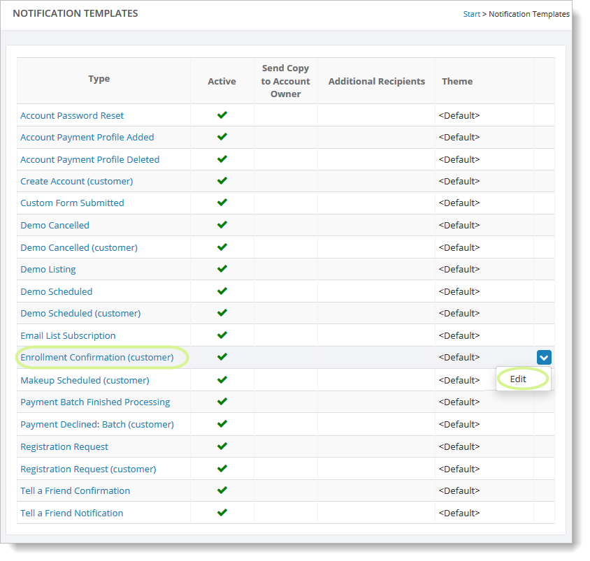 Enrollment Confirmations
