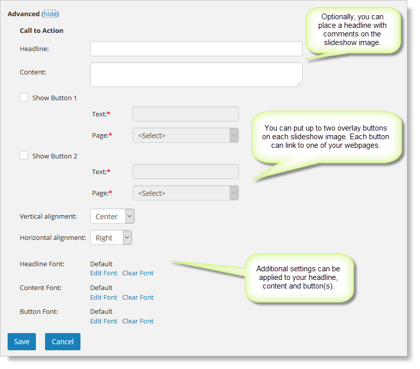 How to add a slideshow to a page